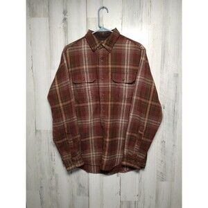 RedHead Mens Red Brown Flannel Plaid  Long Sleeve Shirt Size M